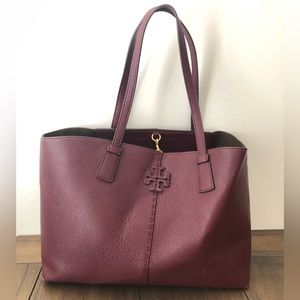 Tory Burch McGraw Large Tote Bag Claret